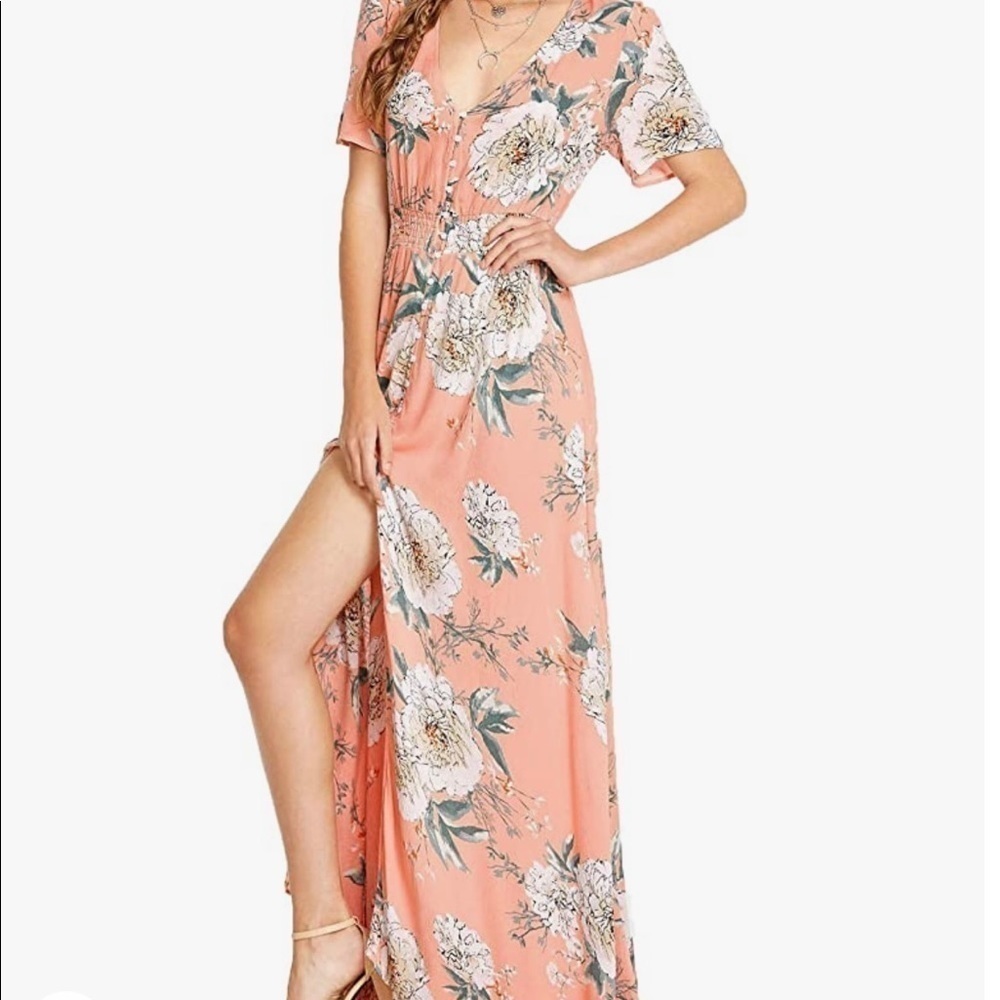 Peach floral maxi dress